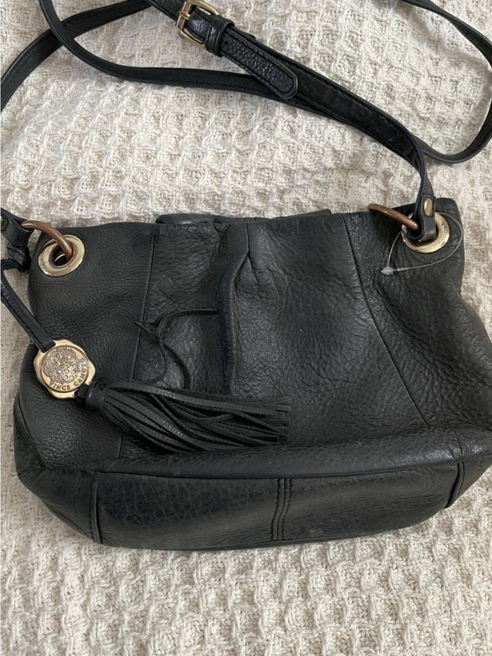 Vince Camuto  Leather Shoulder Bag with Tassel logo crossbody small
